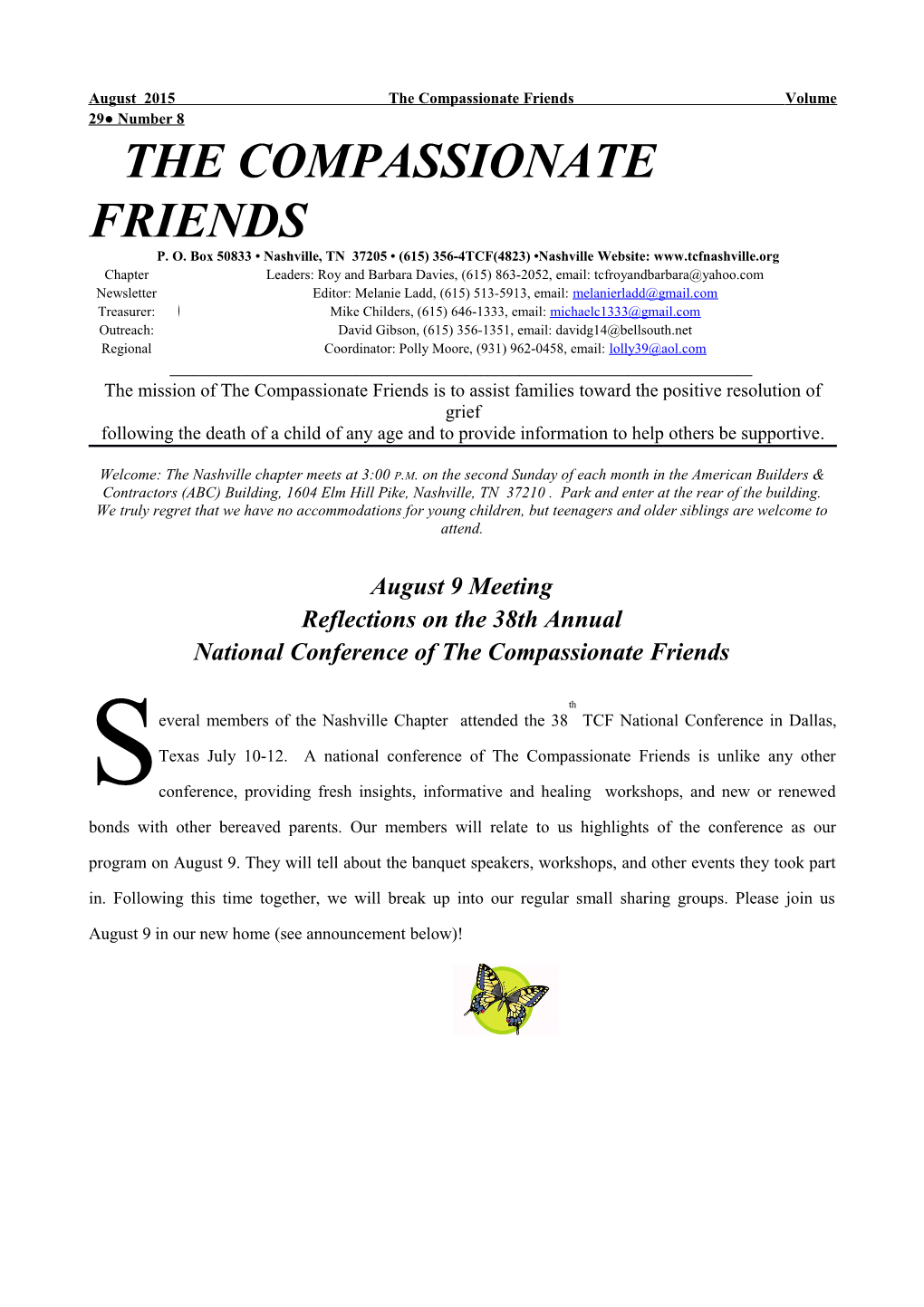 August 2015 the Compassionate Friends Volume 29 Number 8