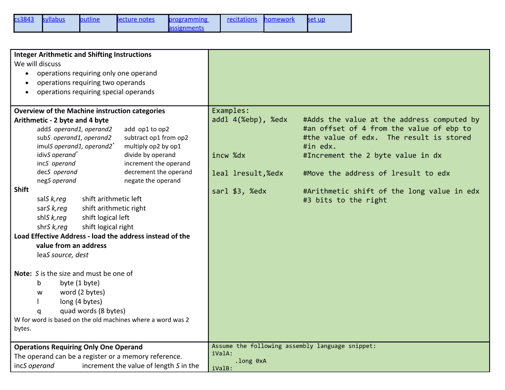 Operations Requiring Only One Operand