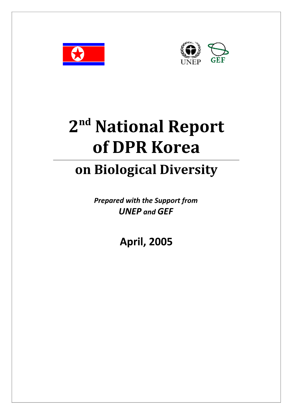 CBD Second National Report - Democratic People's Republic of Korea (English Version)