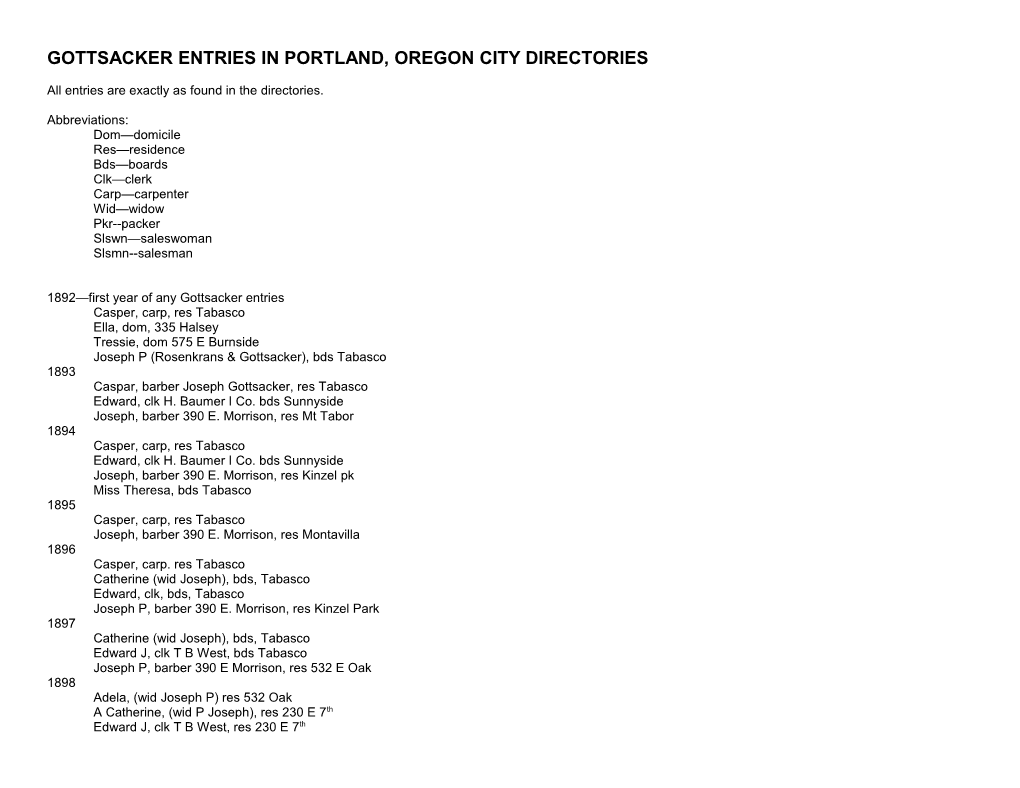 Portland City Directories