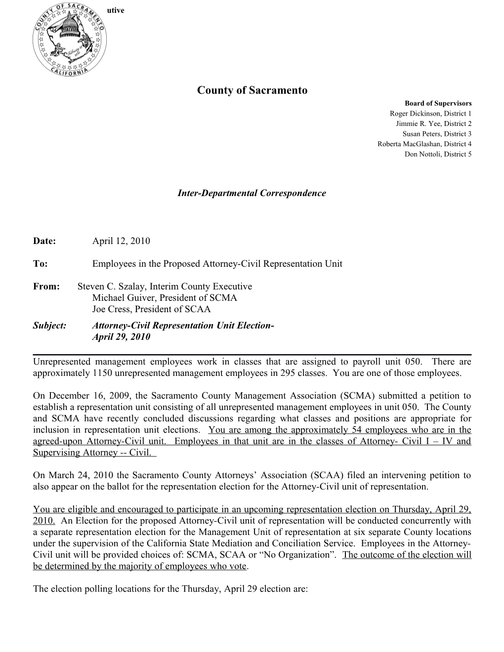 Memorandum-Attorney Civil Rep Unit