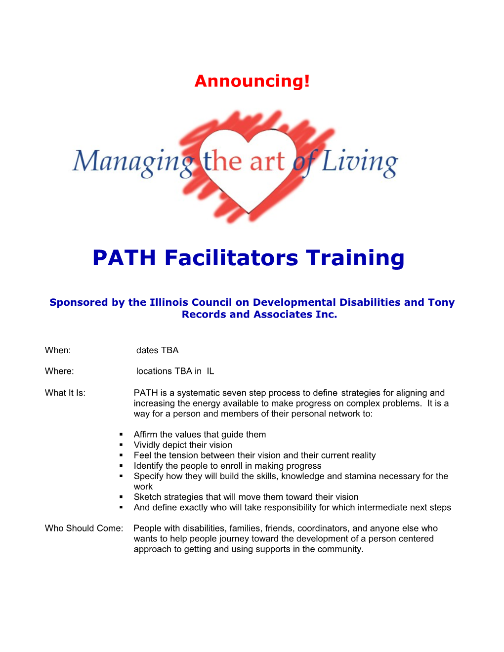 PATH Facilitators Training