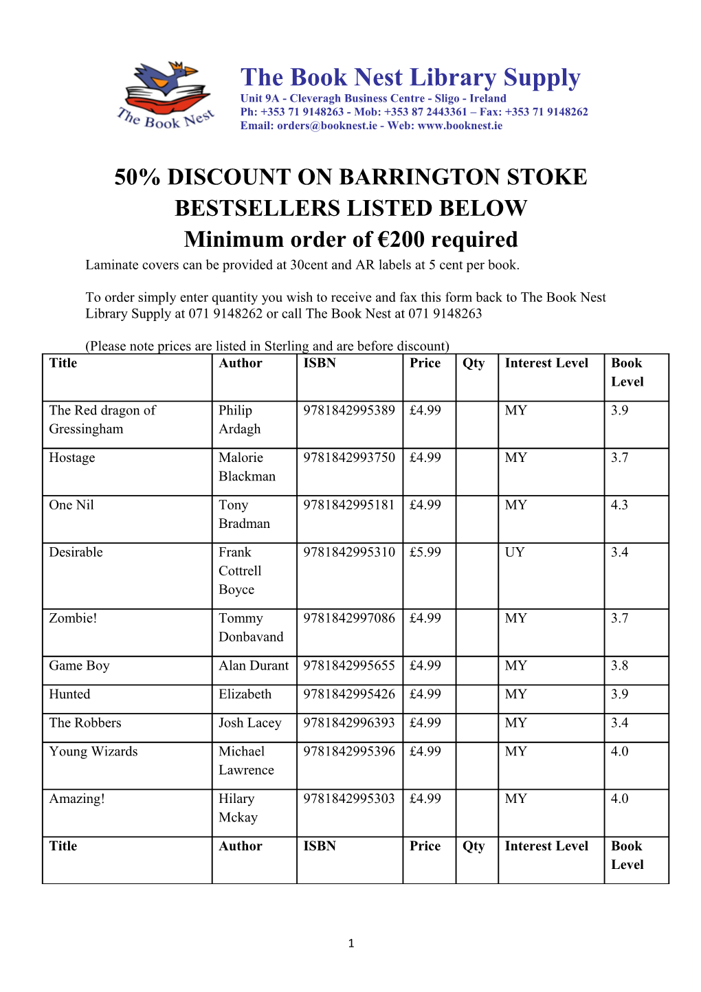 50% Discount on Barrington Stoke Bestsellers Listed Below