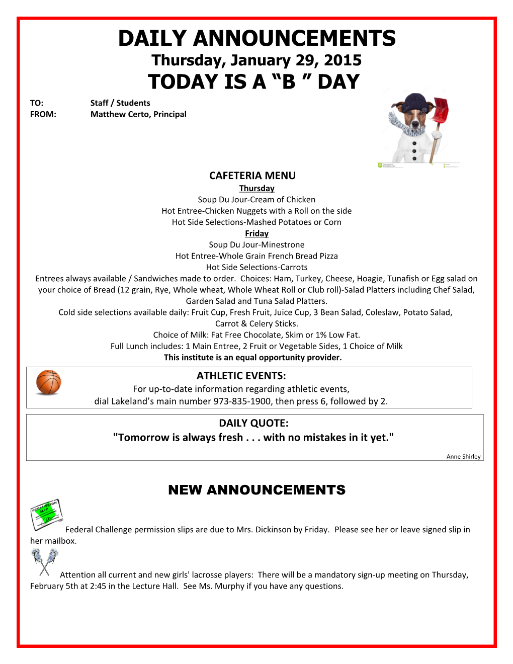 Daily Announcements s2