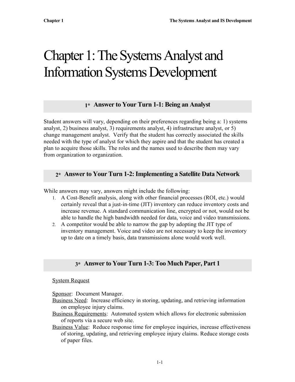 Chapter 1 the Systems Analyst and IS Development