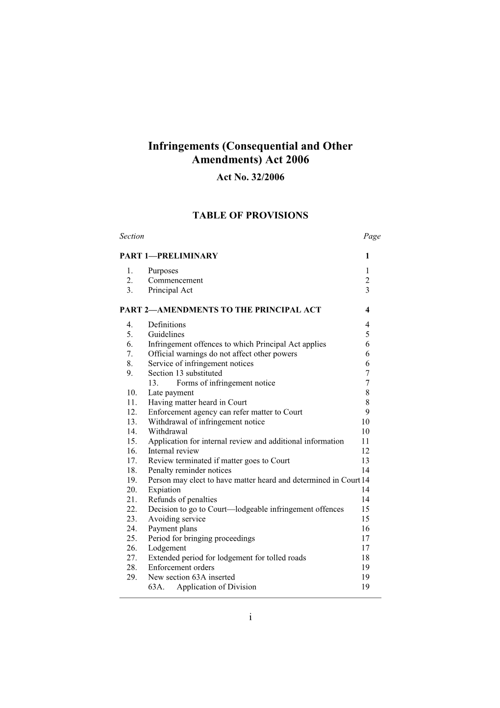 Infringements (Consequential and Other Amendments) Act 2006