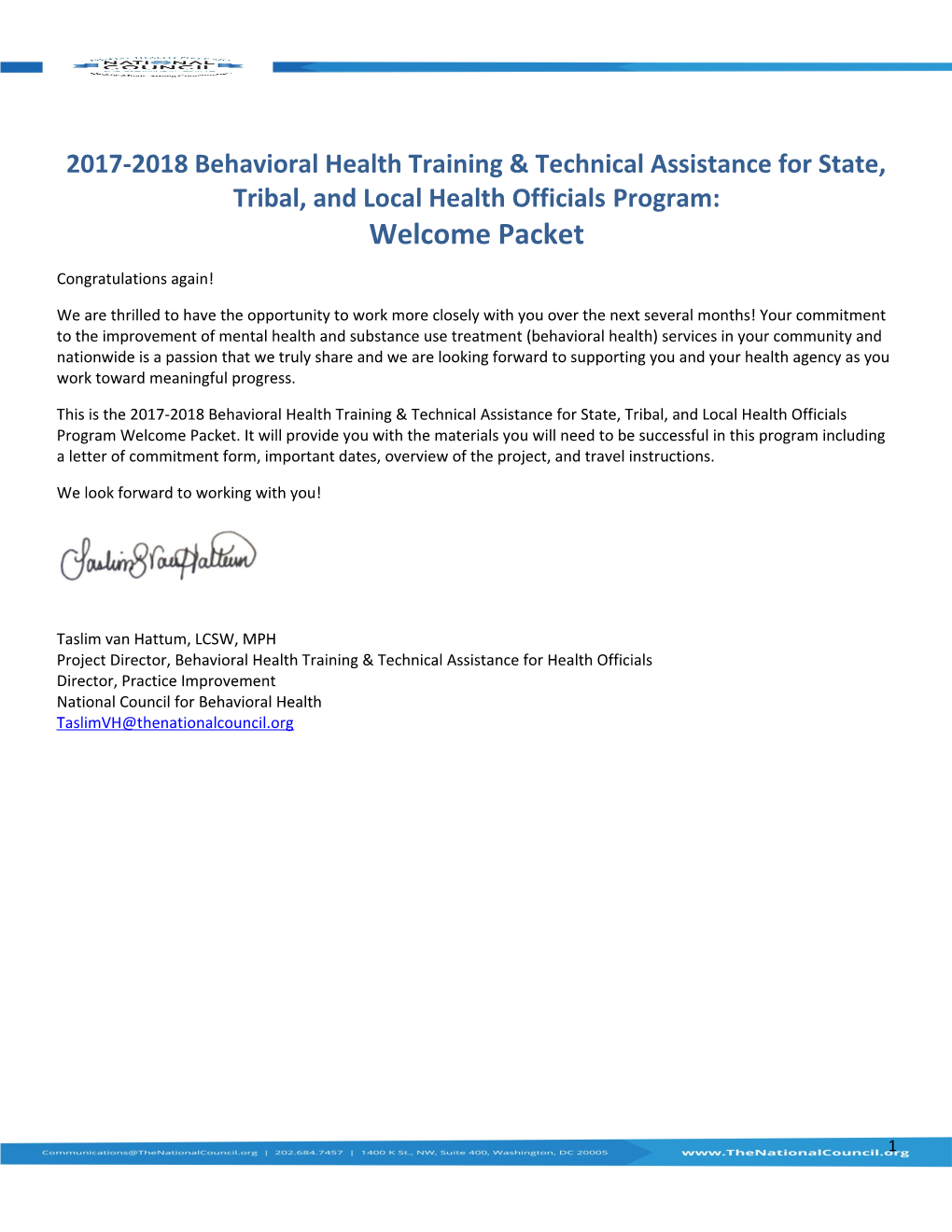 2017-2018Behavioral Health Training & Technical Assistance for State, Tribal, and Local