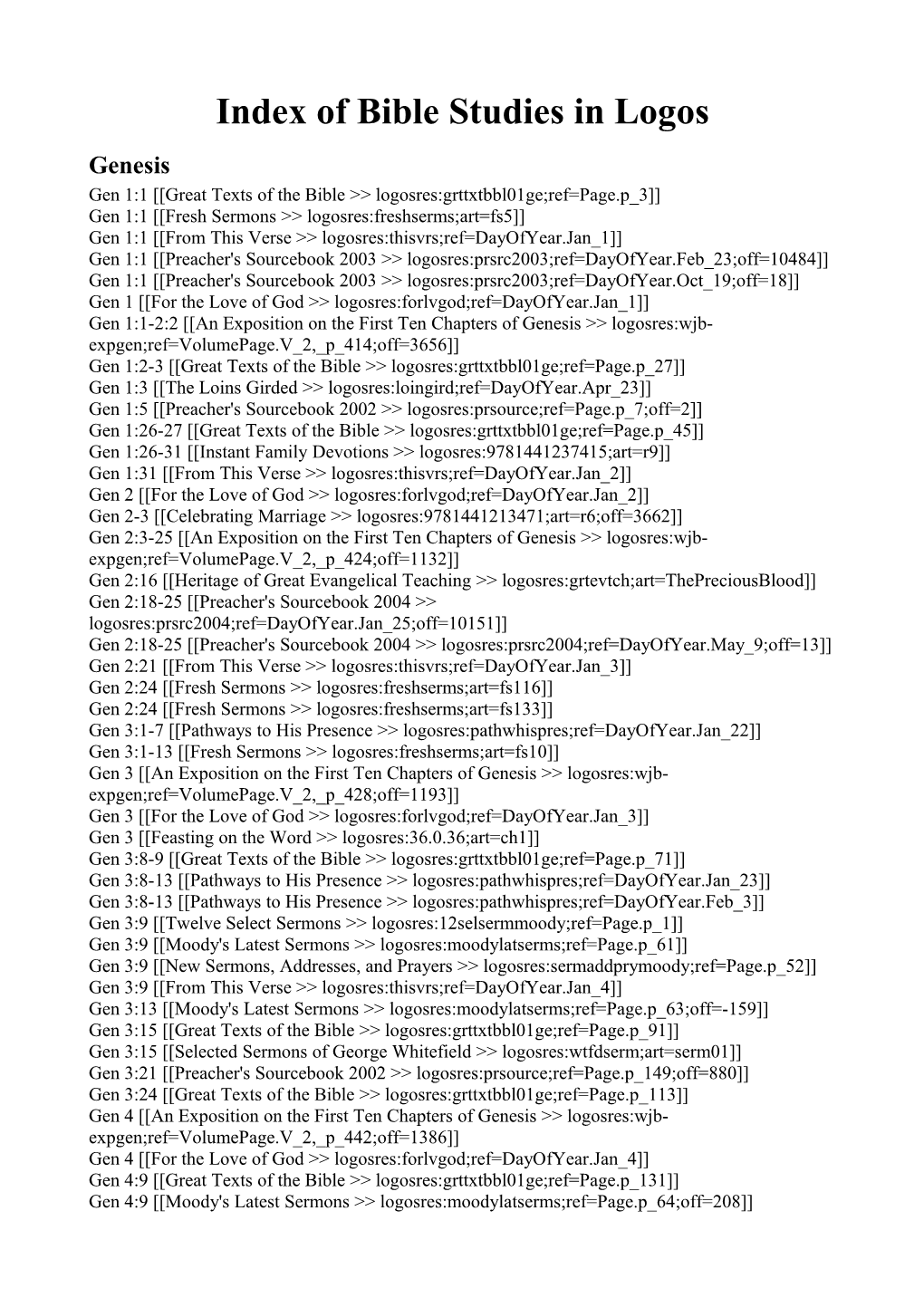 Index of Bible Studies in Logos