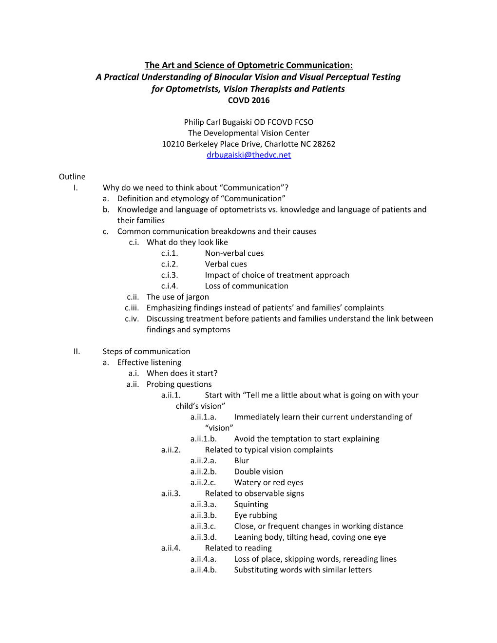 The Art and Science of Optometric Communication