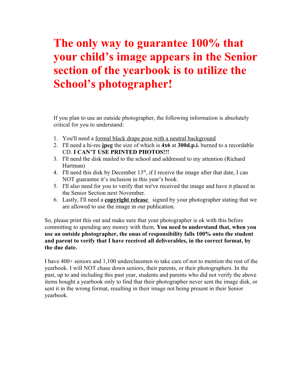 The Only Way to Guarantee 100% That Your Child S Image Appears in the Senior Section Of