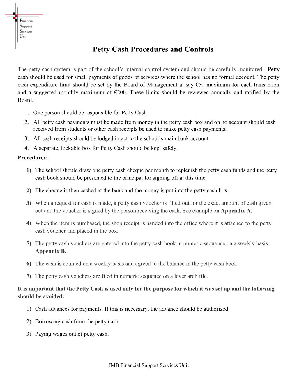 Petty Cash Procedures and Controls