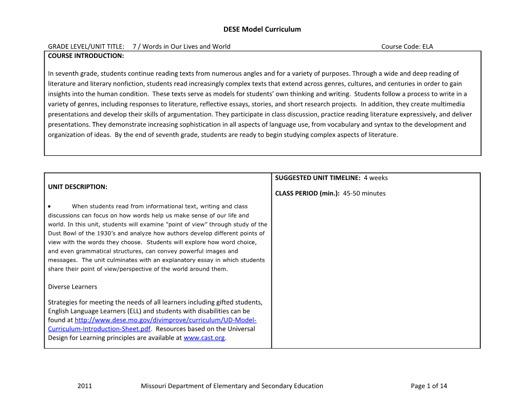 2011 Missouri Department of Elementary and Secondary Education Page 3 of 14