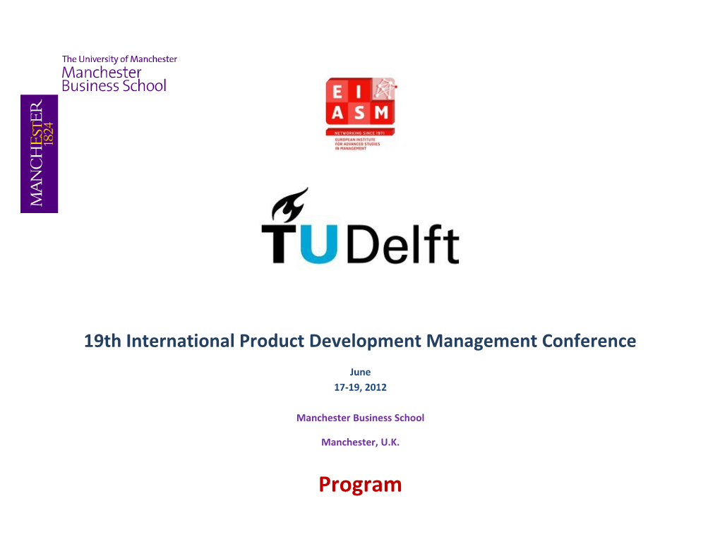 19Th International Product Development Management Conference