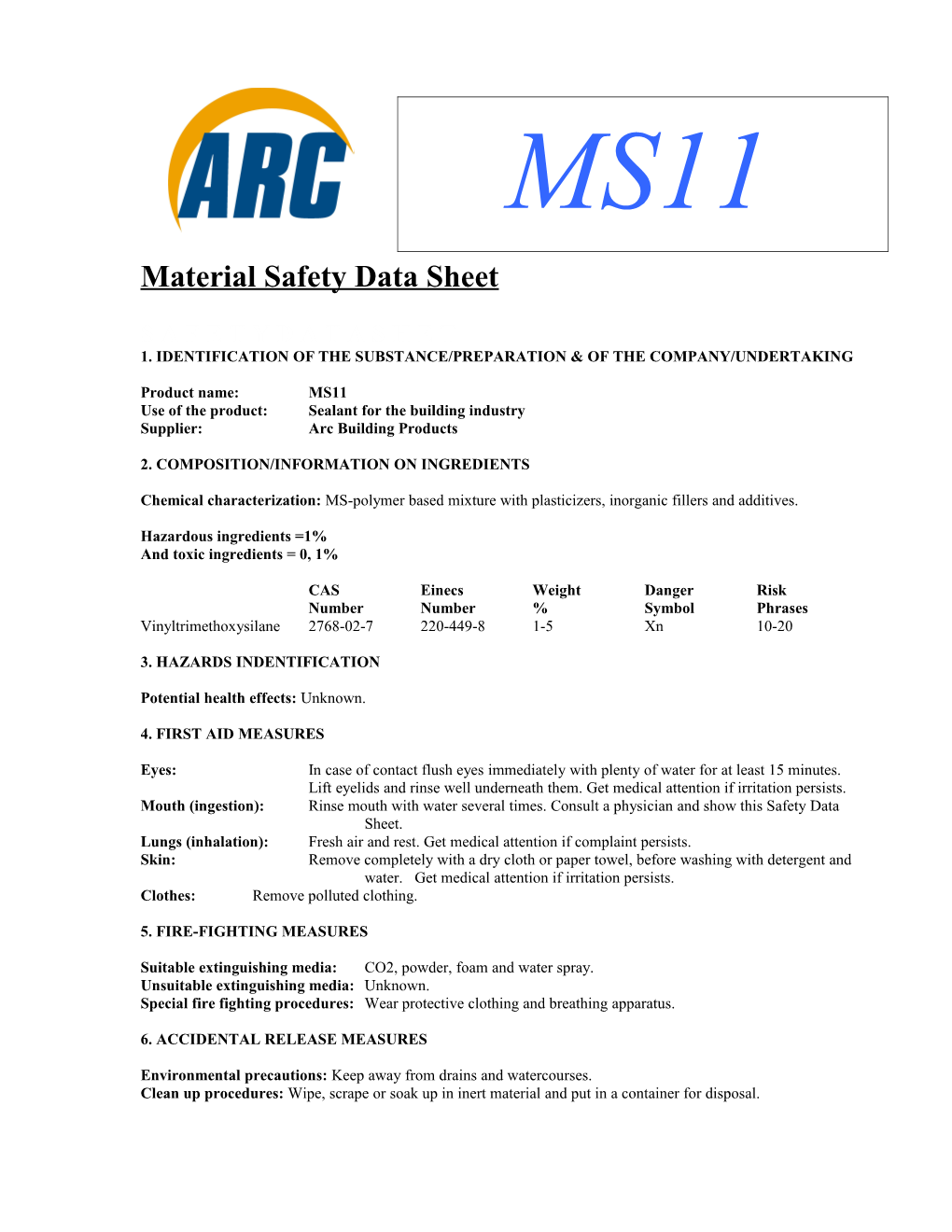 Material Safety Data Sheet s67