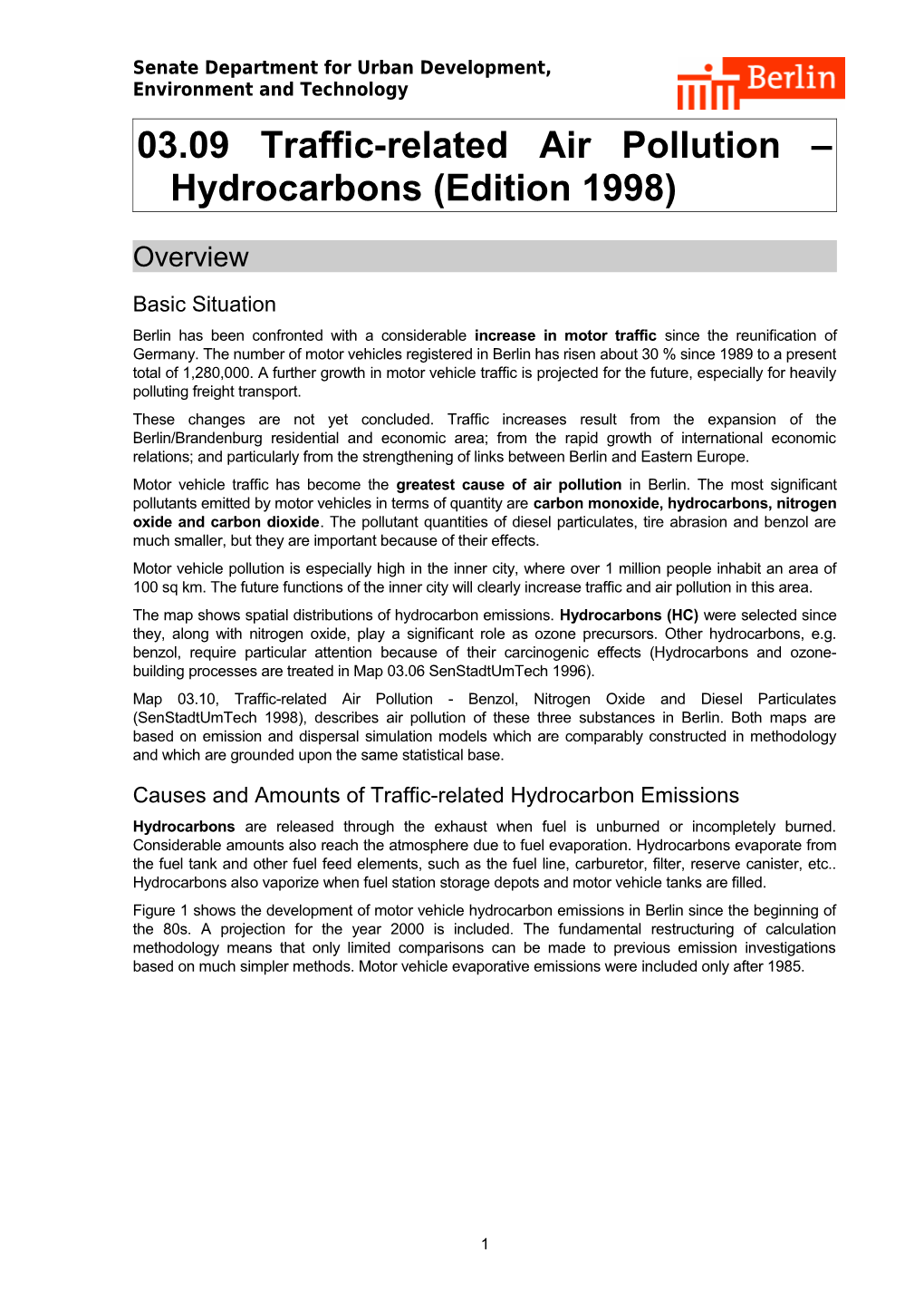 03.09 Traffic-Related Air Pollution Hydrocarbons (Edition 1998)