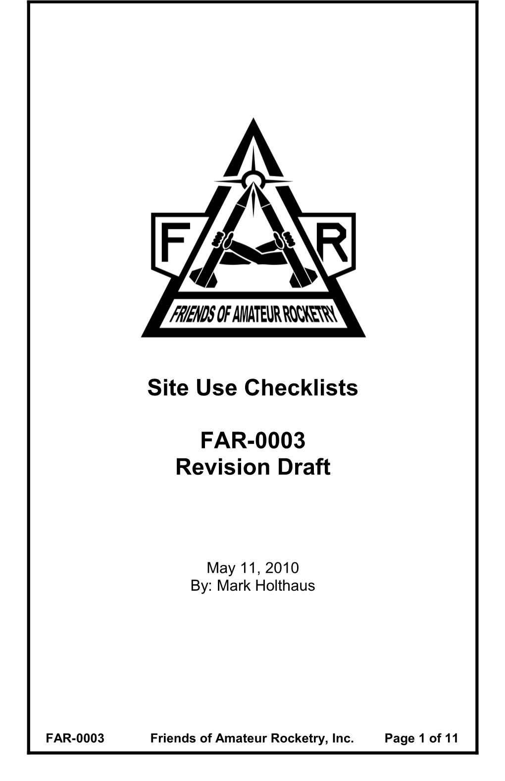 Site Use Checklists