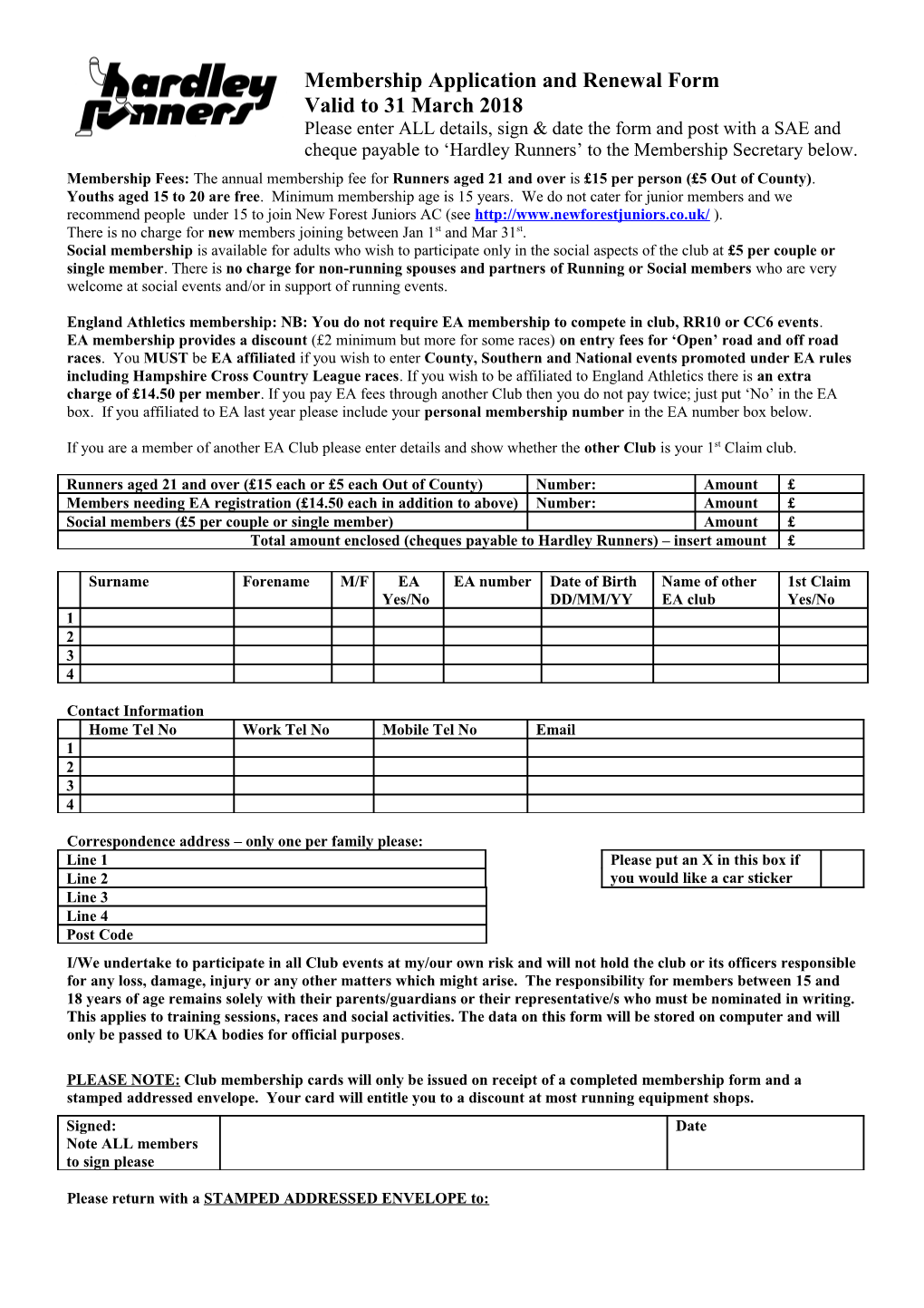 Membership Application and Renewal Form