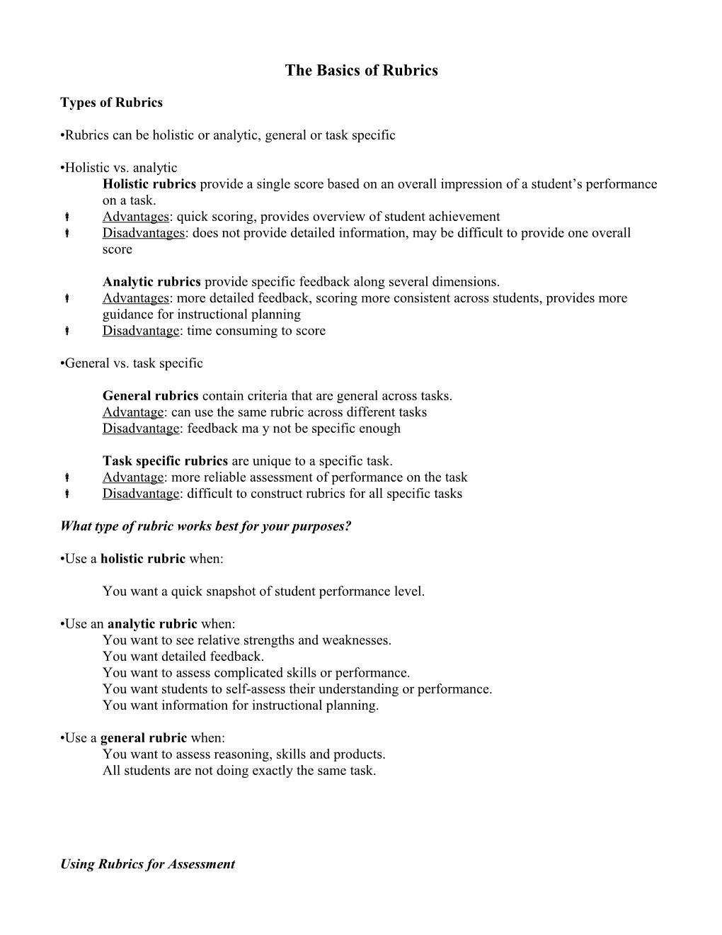 The Basics of Rubrics