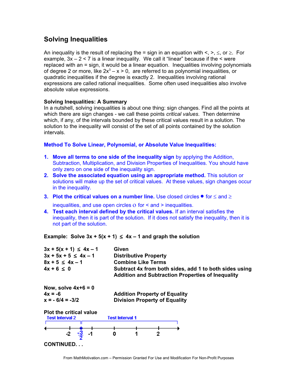 Solving Inequalities