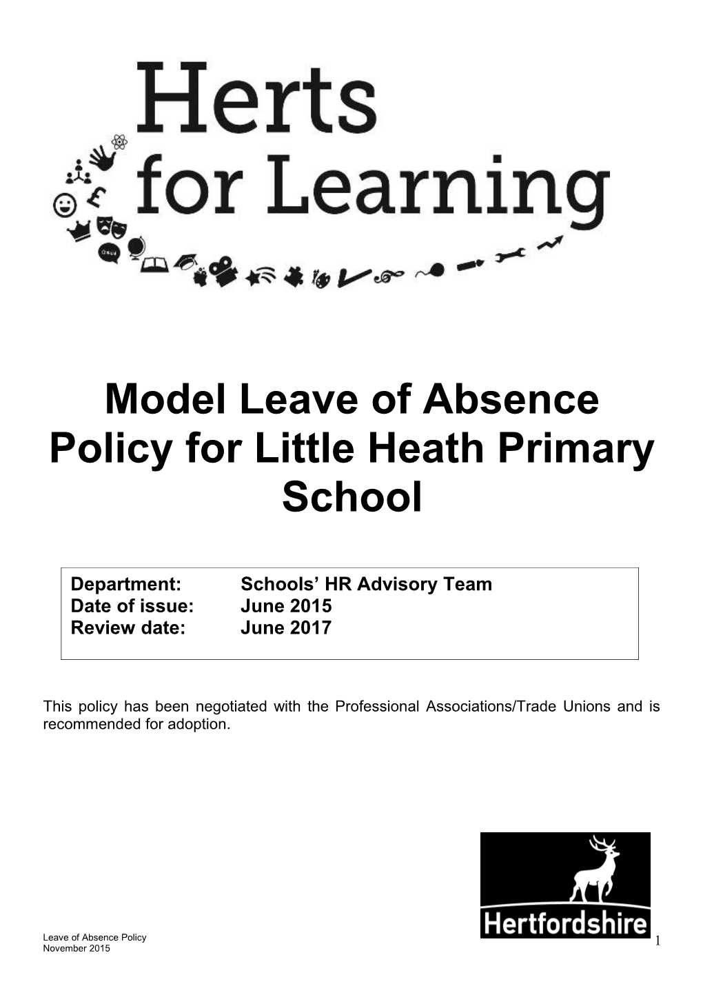 Model Leave of Absence Policy for Little Heath Primary School