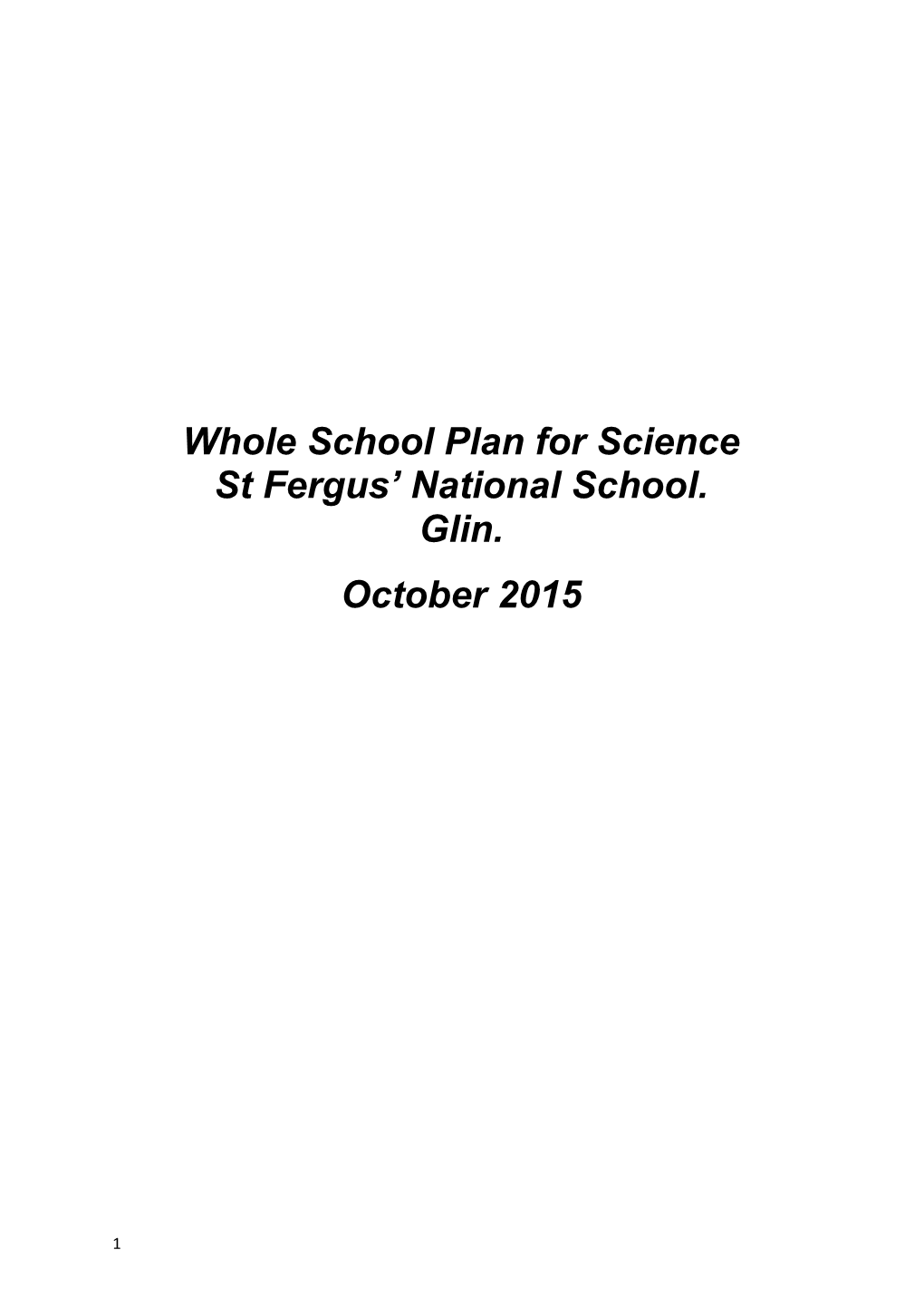Whole School Plan for Science