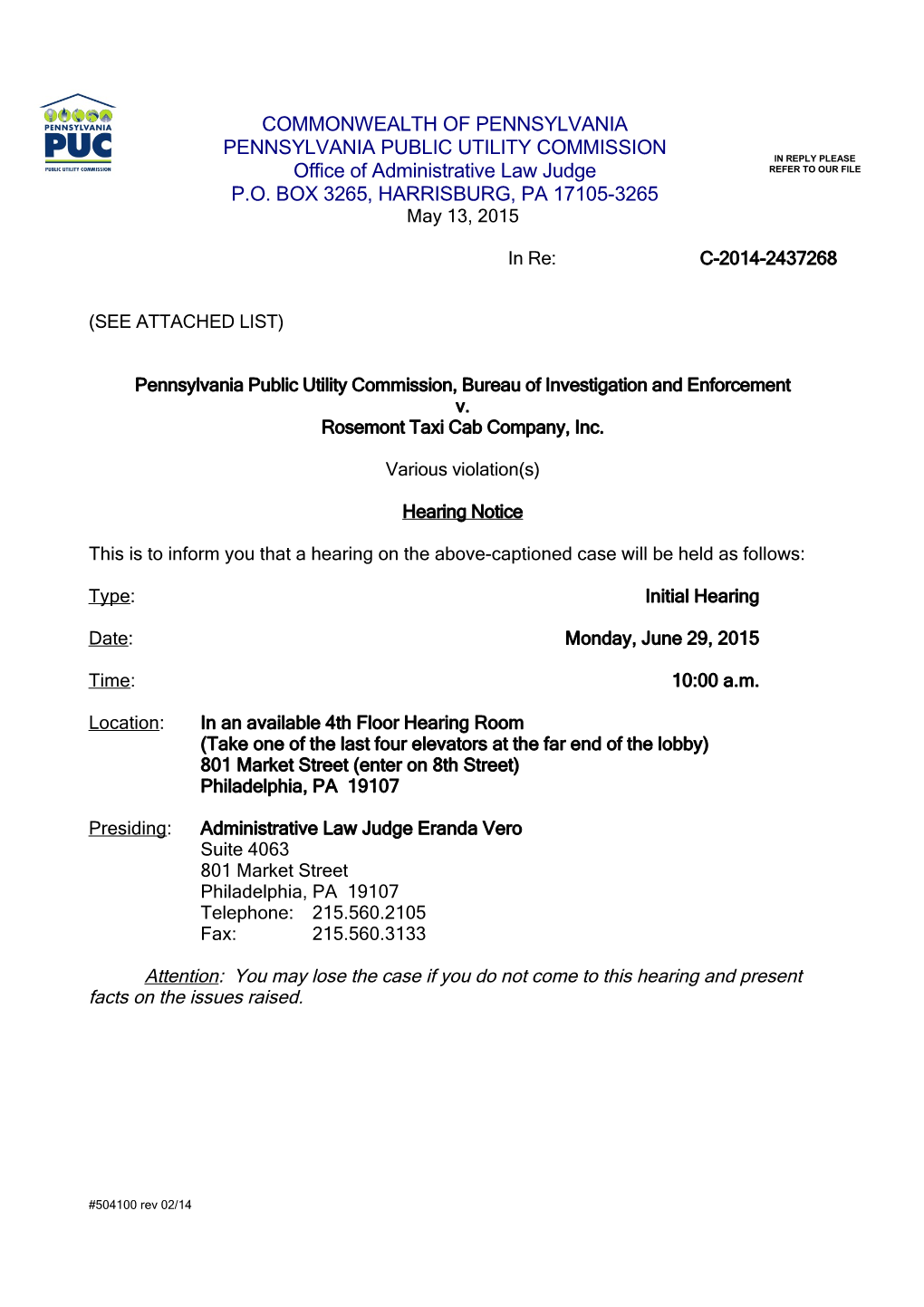 Philadelphia Hearing Notice s2