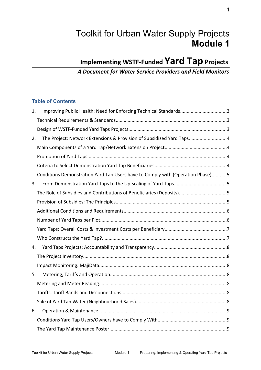 Implementing WSTF-Funded Yard Tap Projects