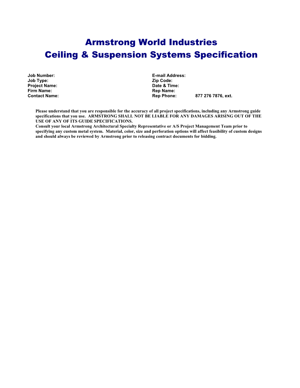 Ceiling & Suspension Systems Specification