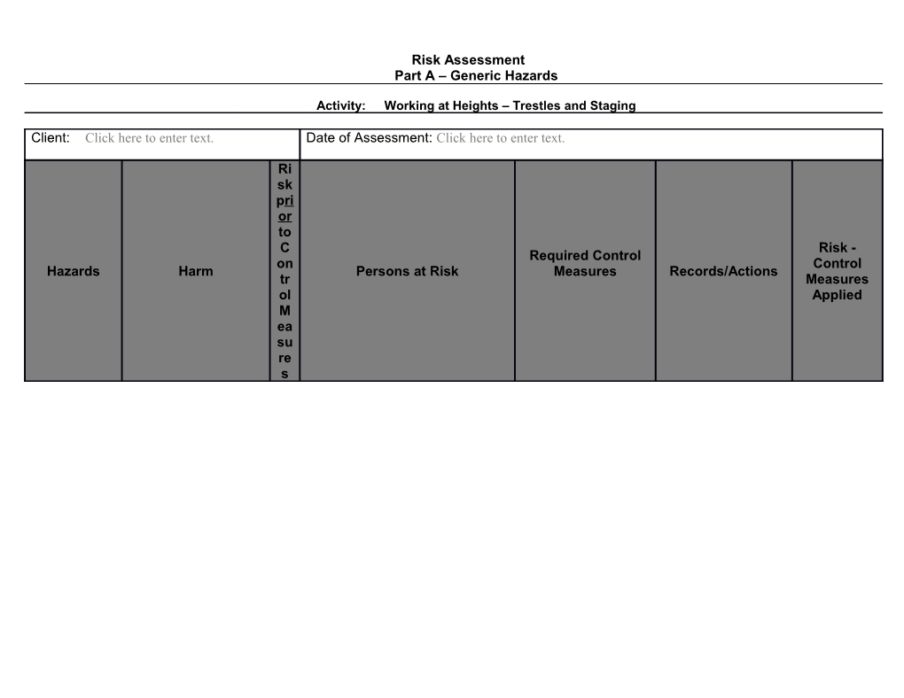 Part a Generic Hazards