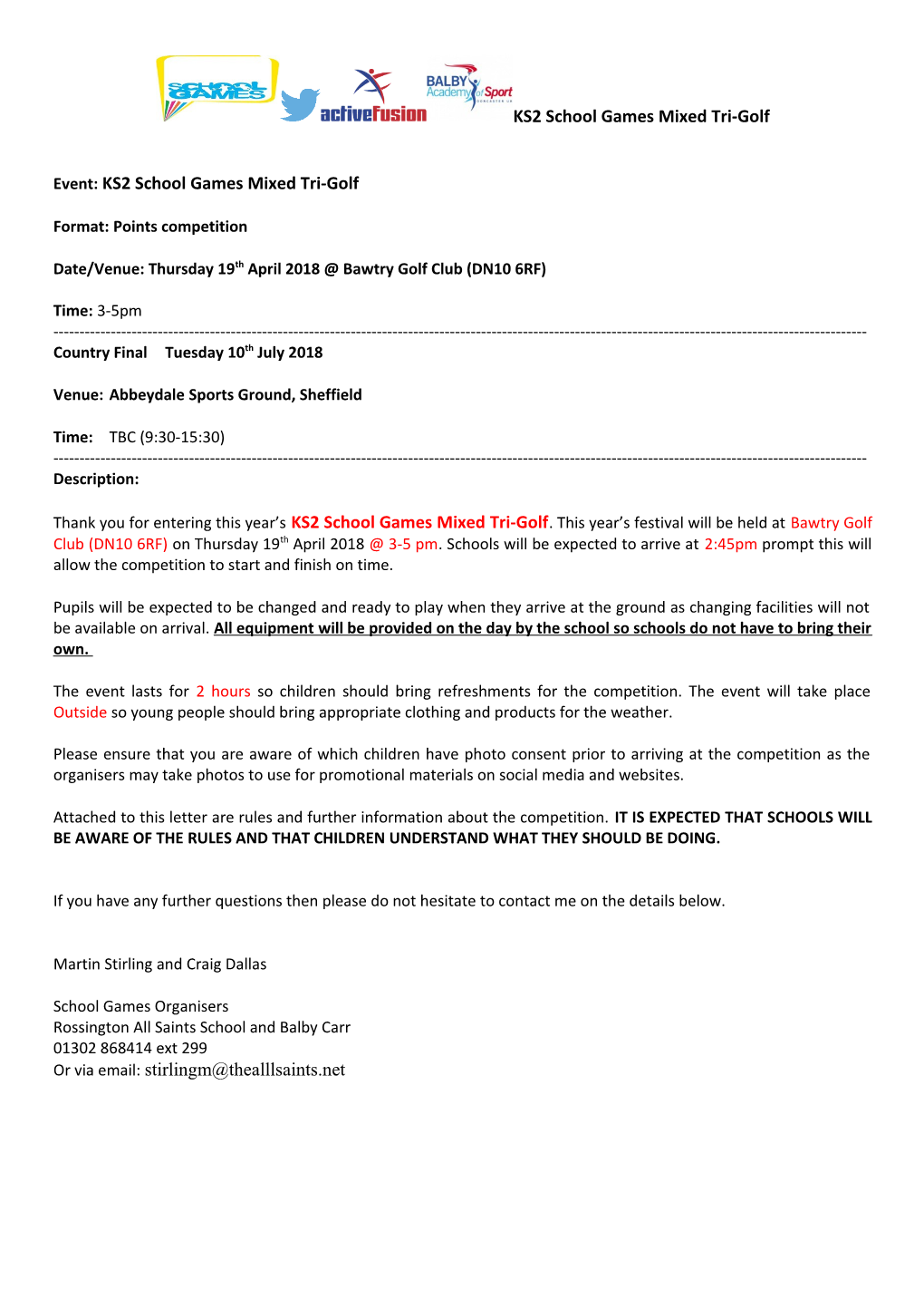 Doncaster Tri Golf Letter 2014 s1