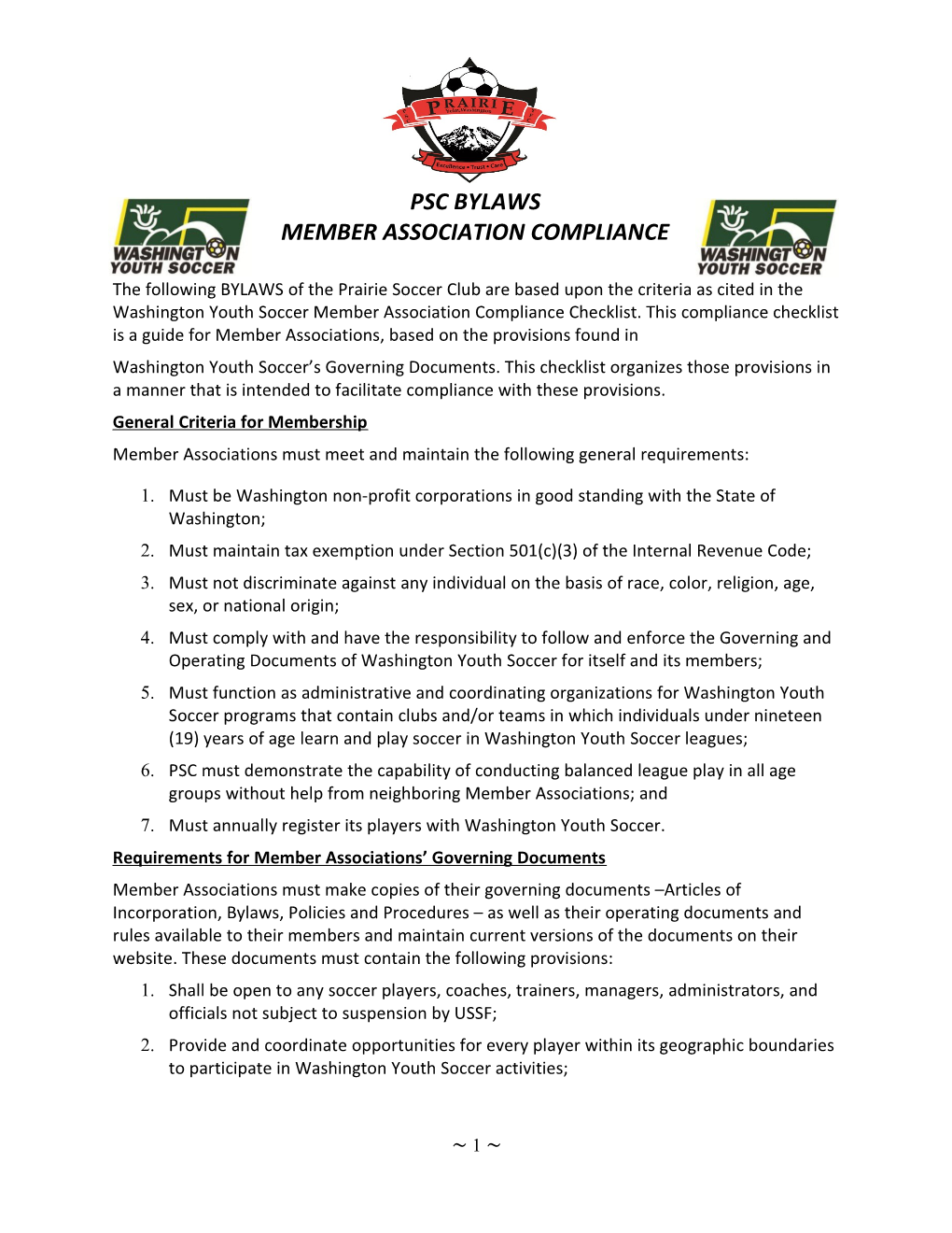 General Criteria for Membership