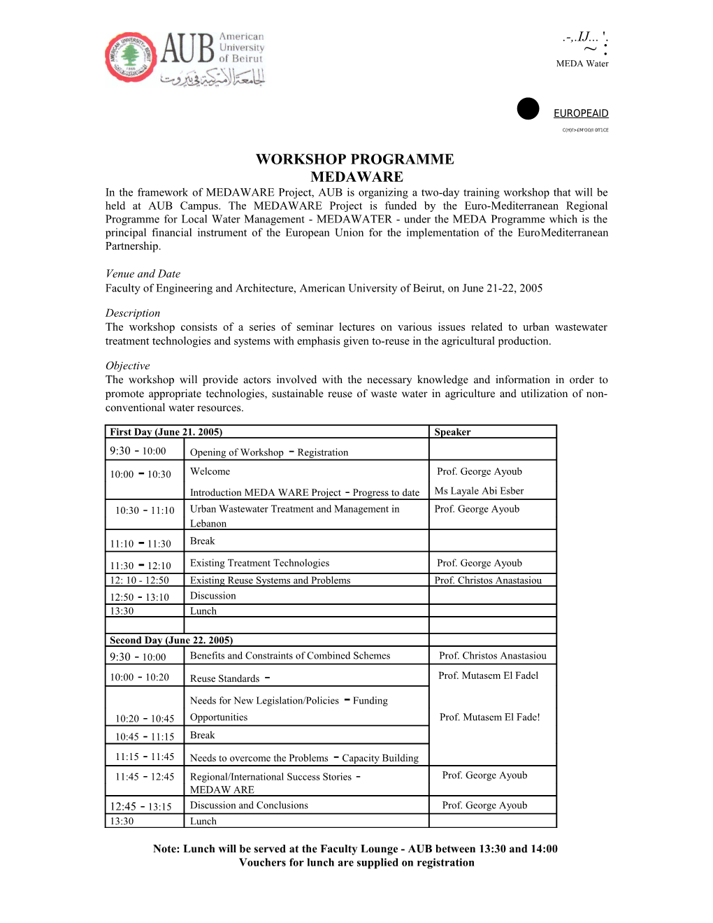 Workshop Programme