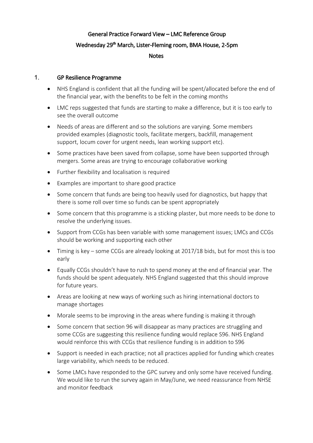 General Practice Forward View LMC Reference Group