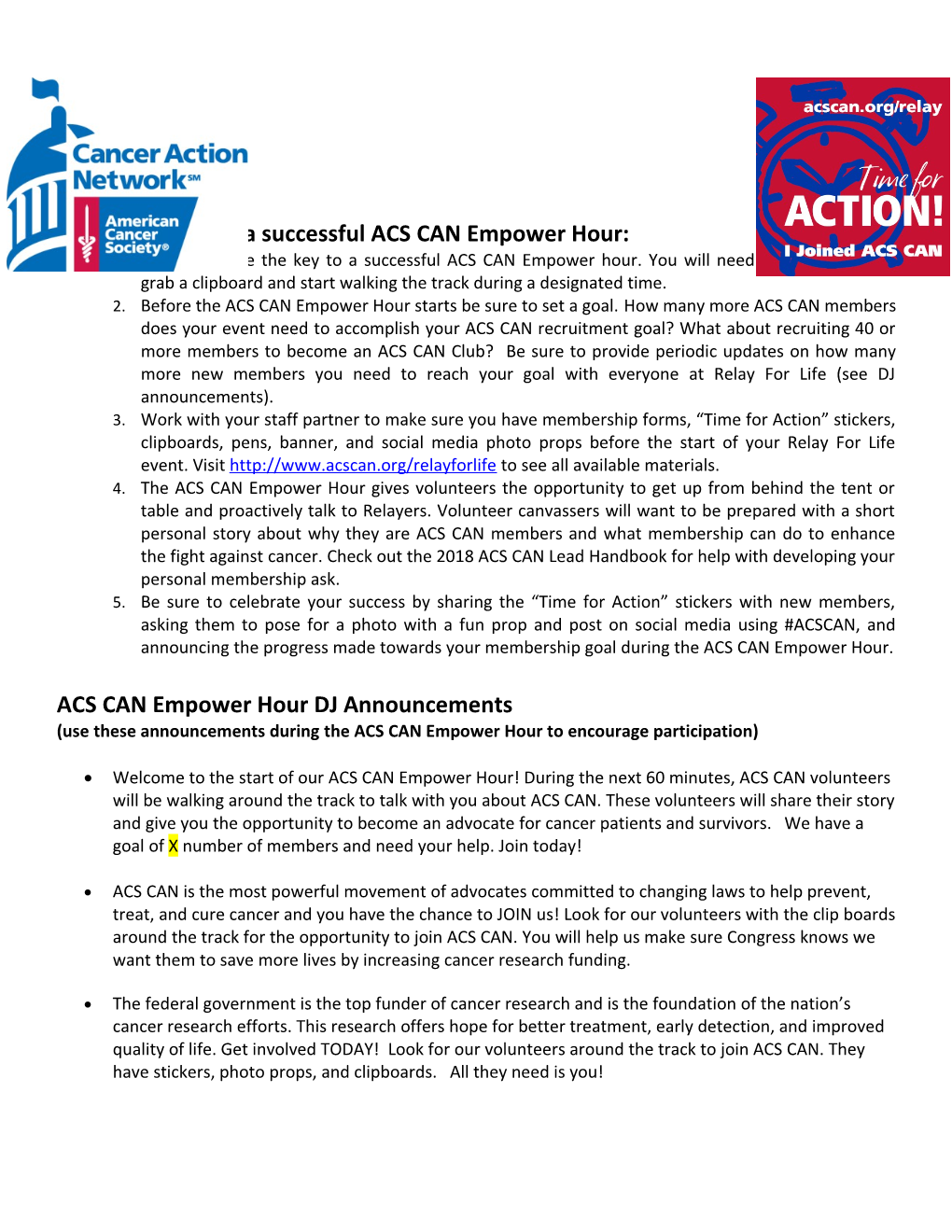 Five Easy Steps to a Successful ACS CAN Empower Hour