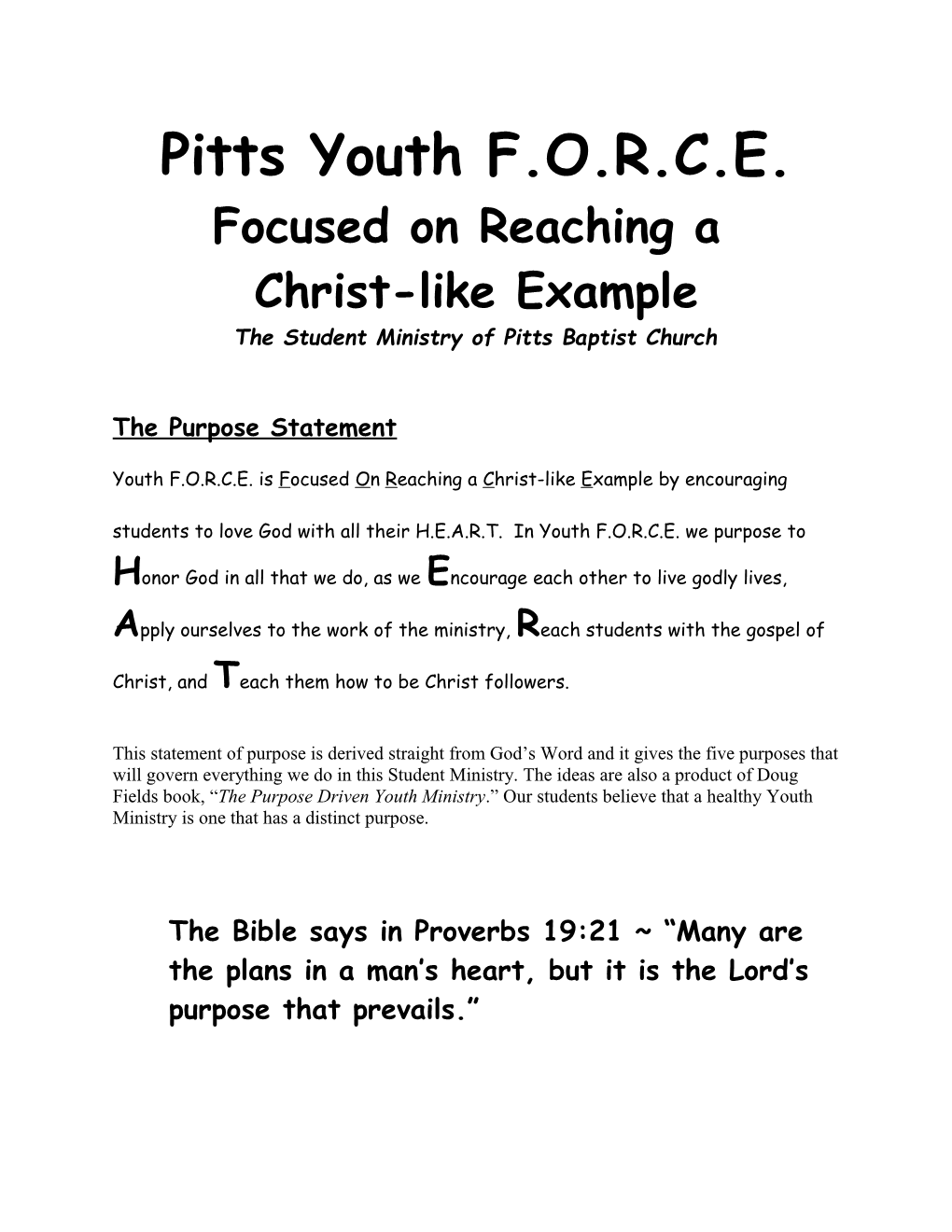 Pitts Youth F.O.R.C.E