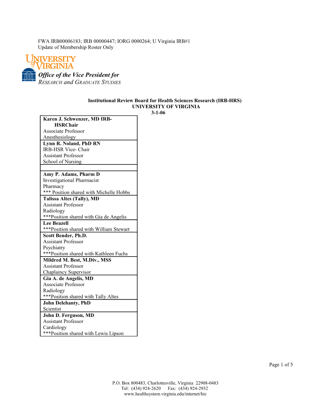 Institutional Review Board for Health Sciences Research (IRB-HRS)