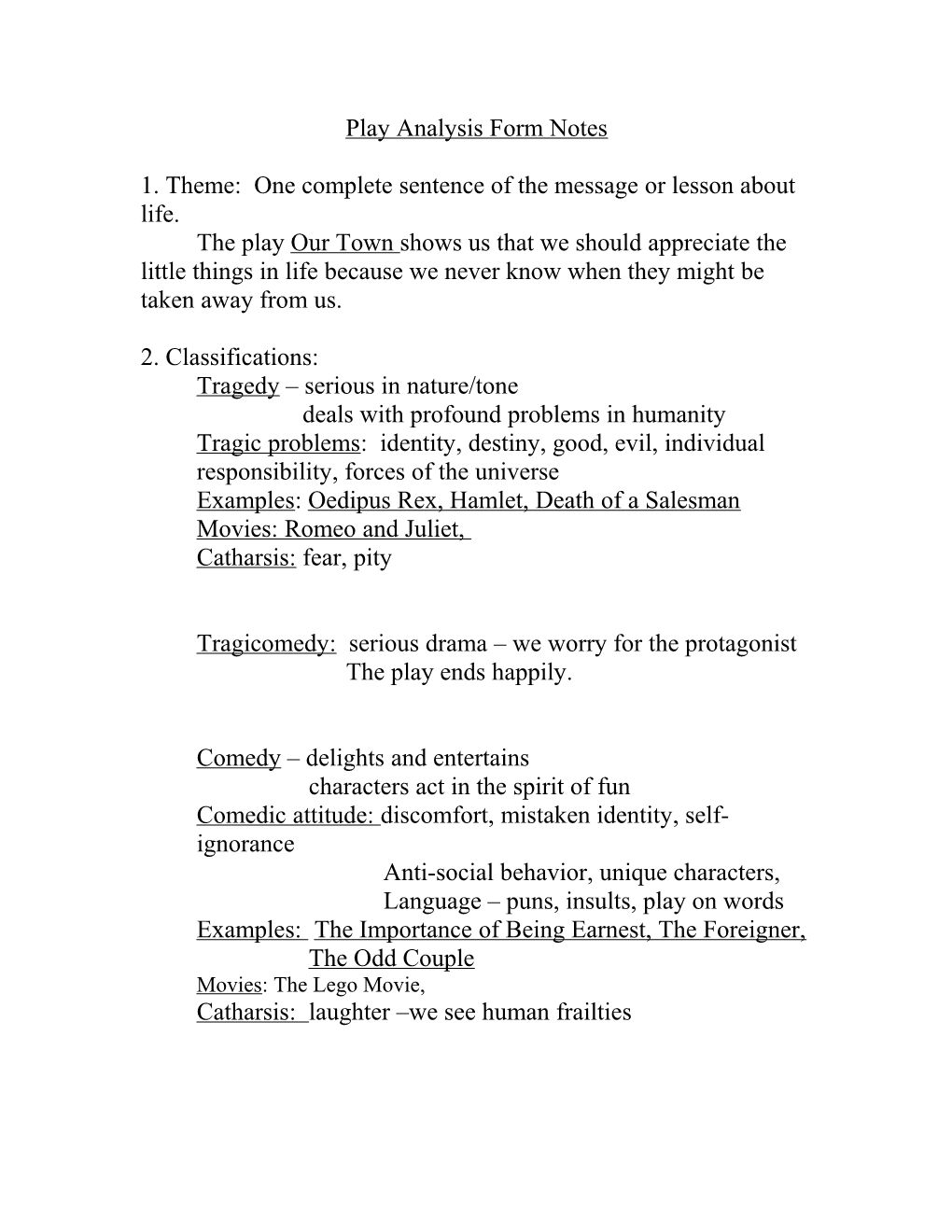 Play Analysis Form Notes