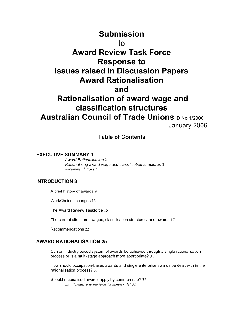 Award Review Task Force