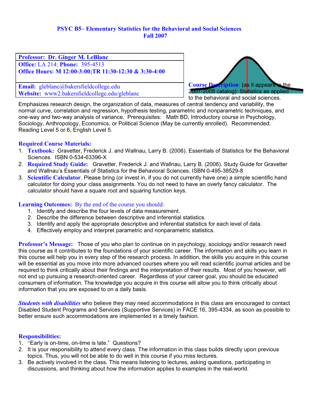 PSYC 5 Statistics for the Behavioral and Social Sciences