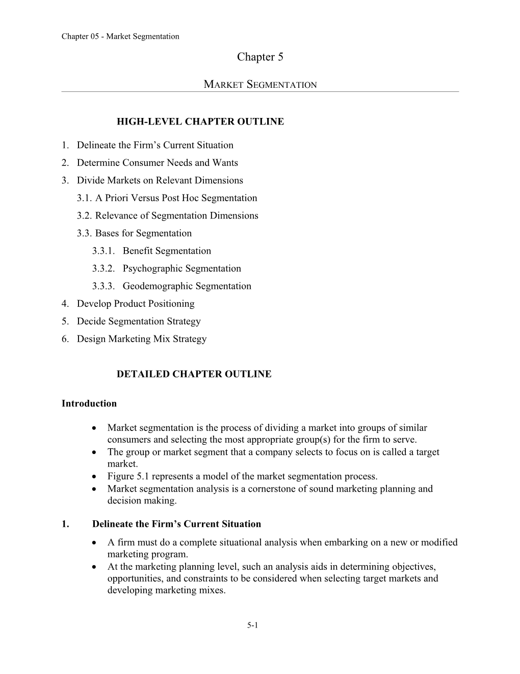 High-Level Chapter Outline