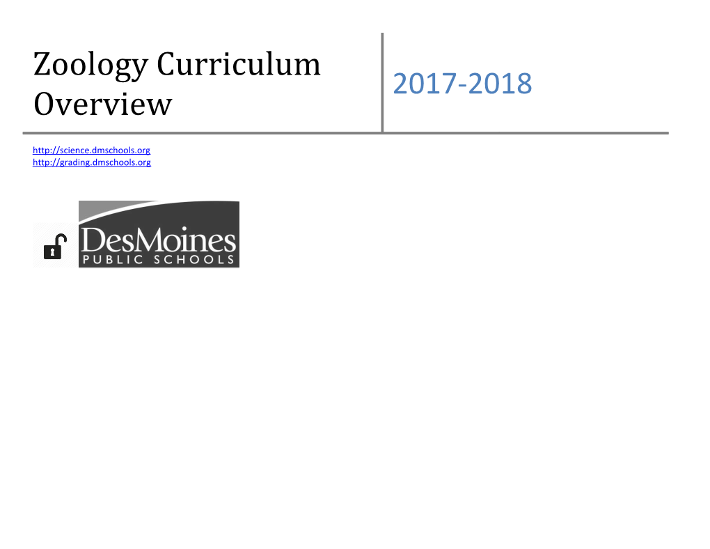 Zoology Curriculum Overview