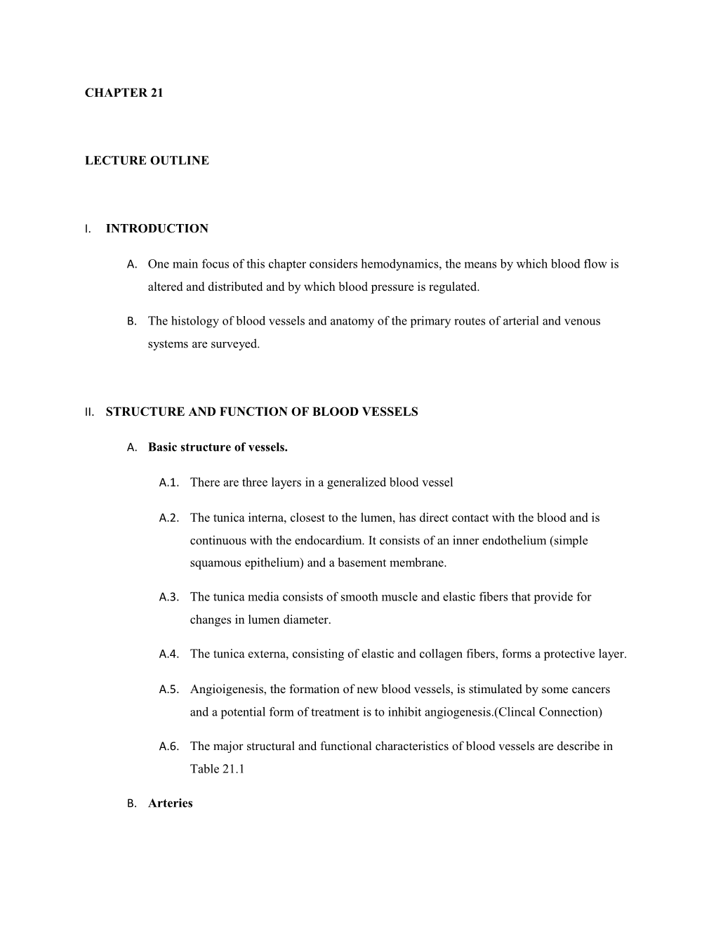 Ii. Structure and Function of Blood Vessels