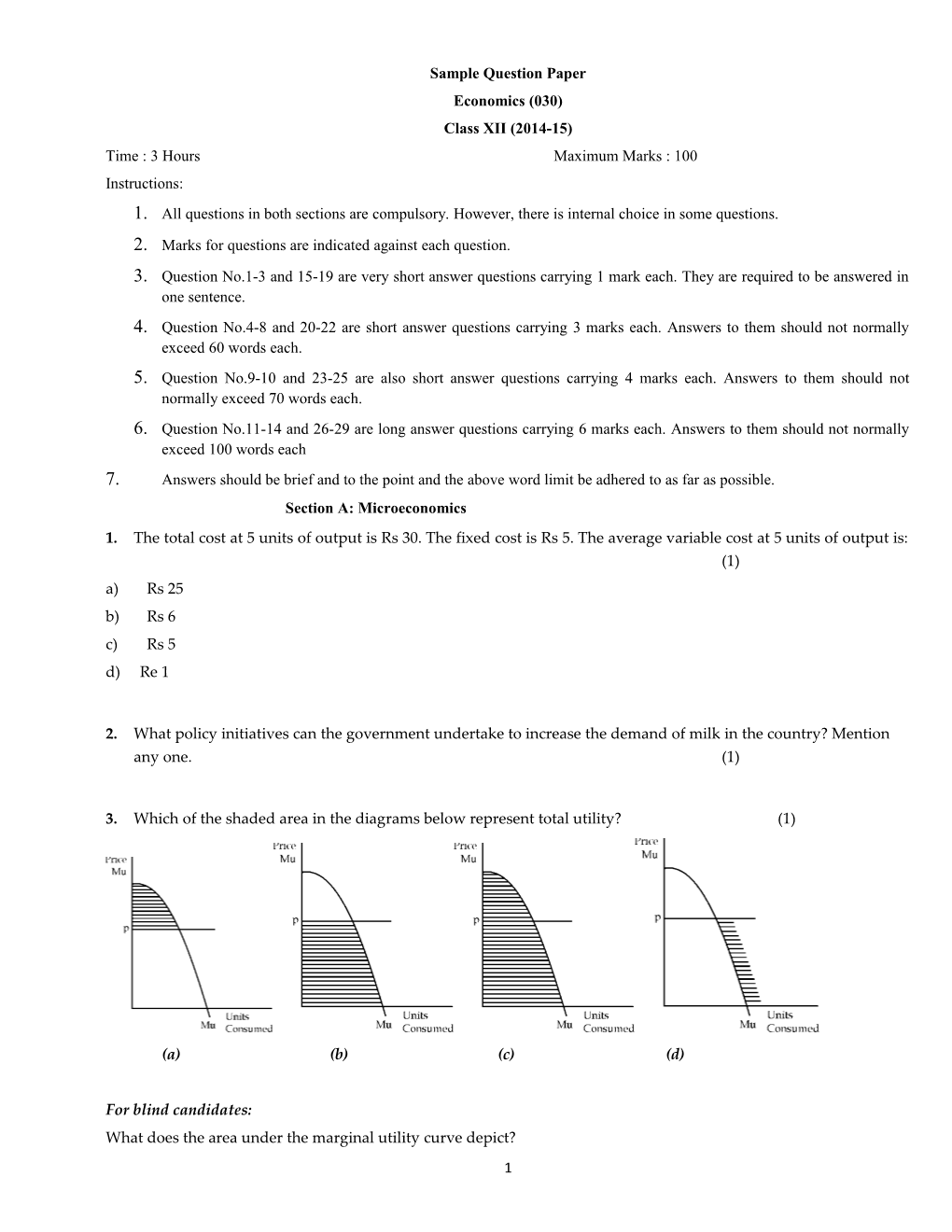 CBSE Sample Question Paper