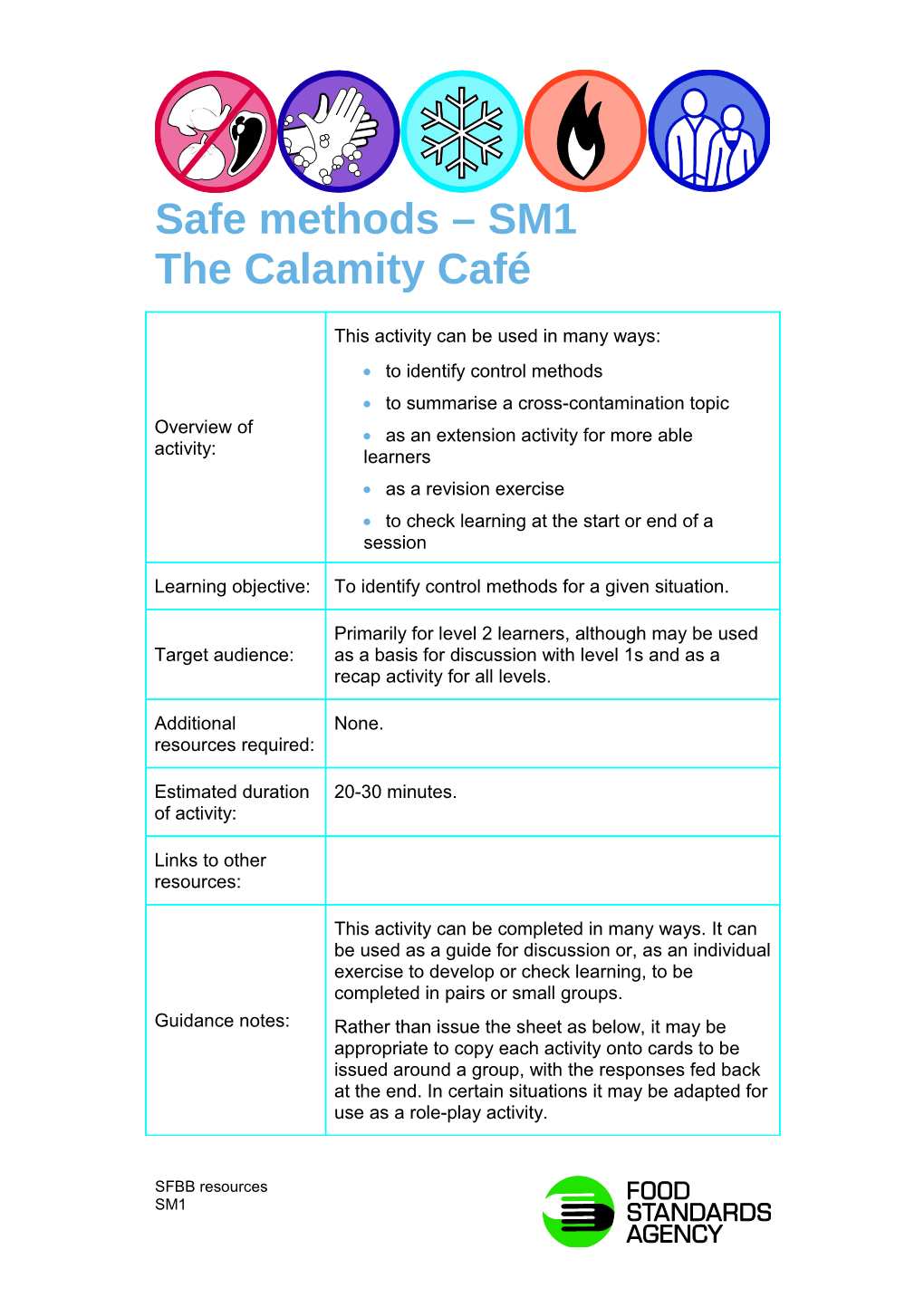 Safe Methods SM1 the Calamity Café