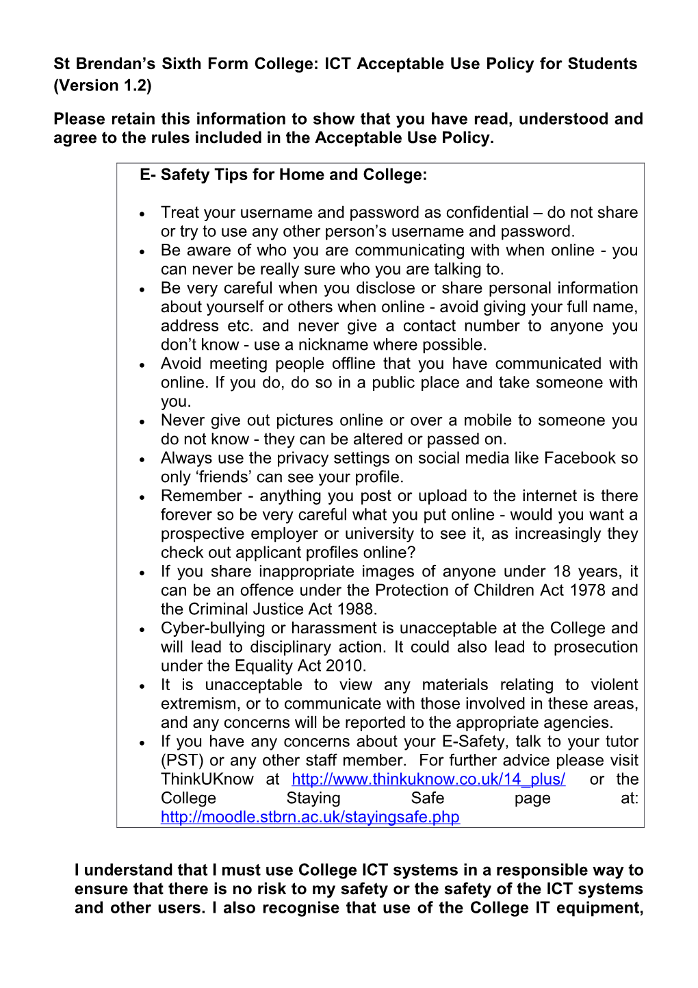 E- Safety Tips for Home and College