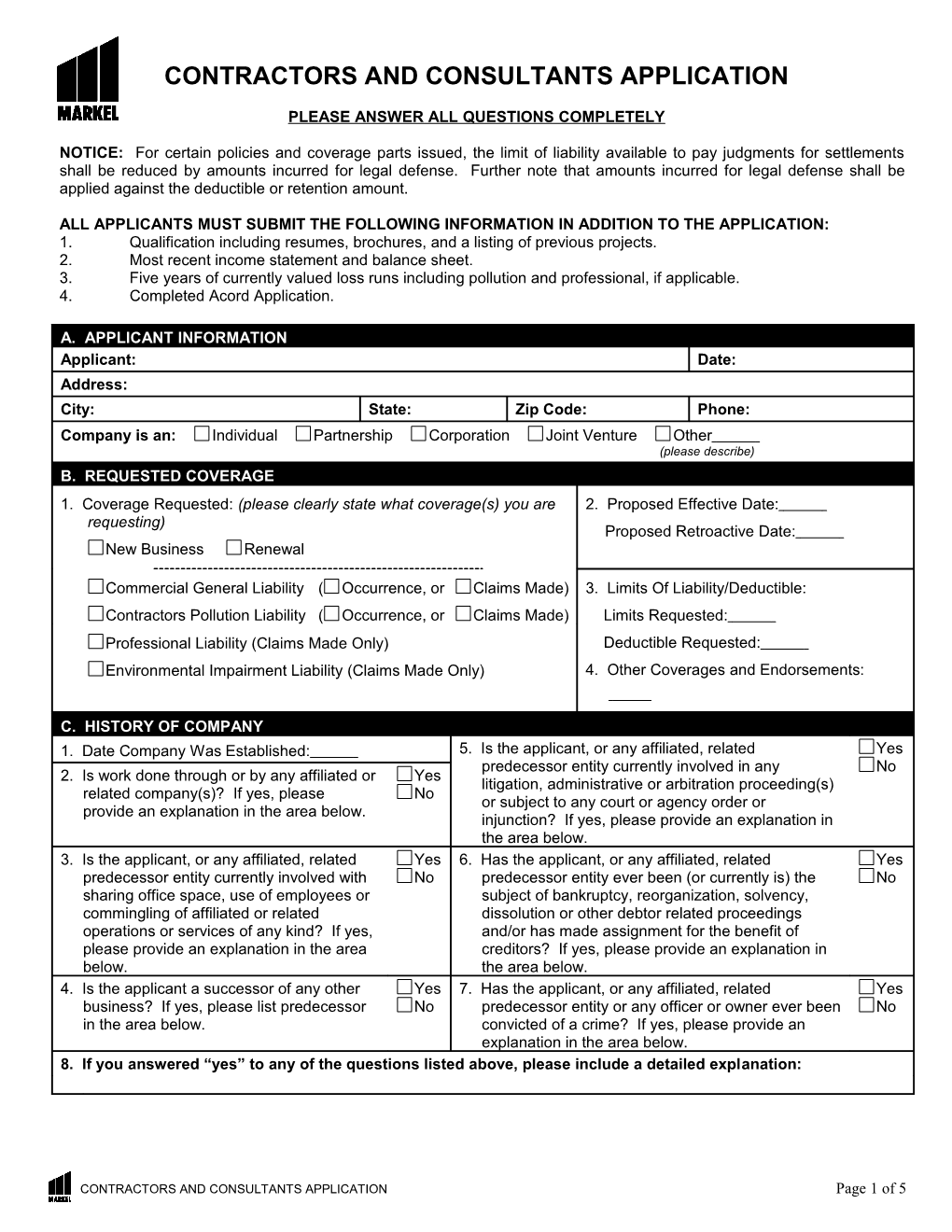 Contractors and Consultants Application