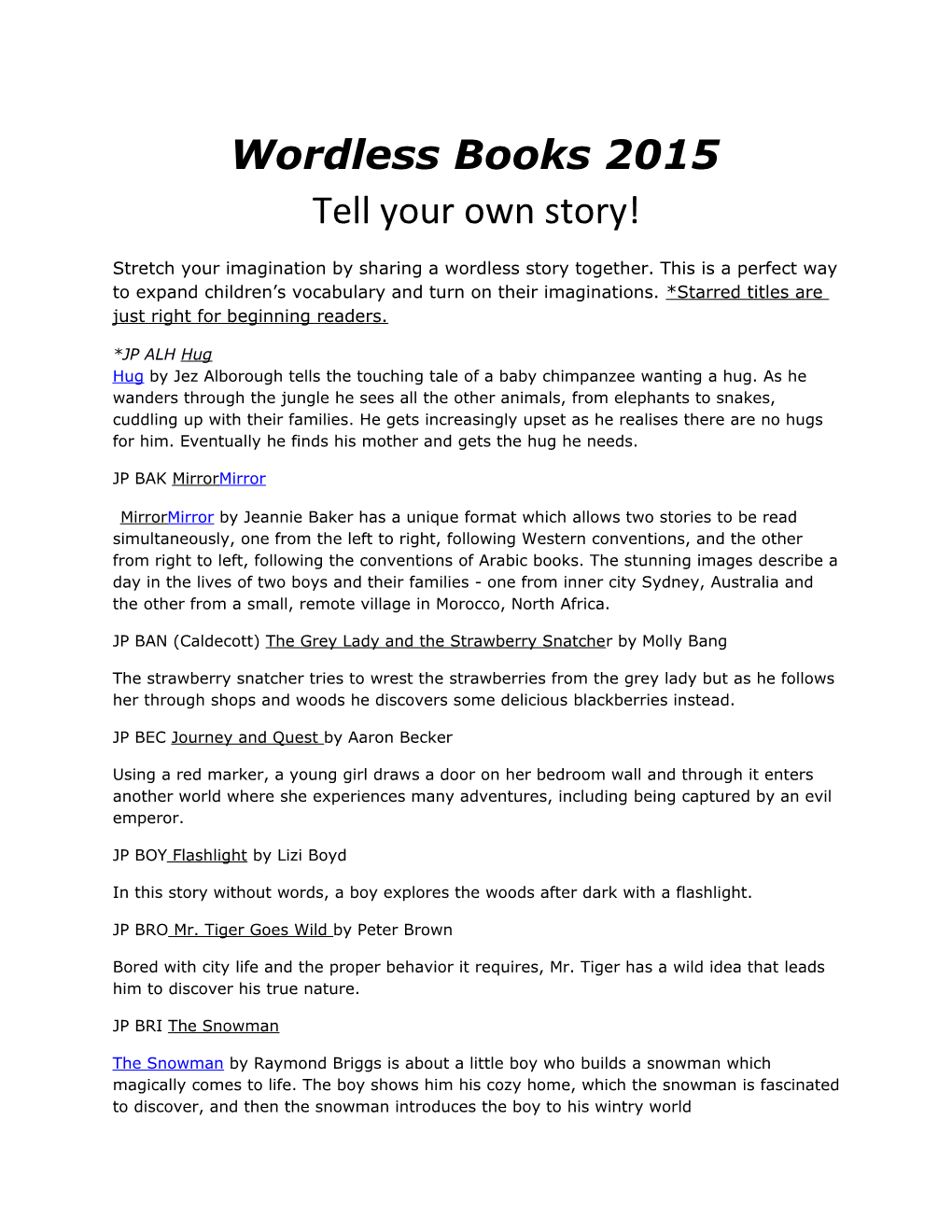 Wordless Books 2015