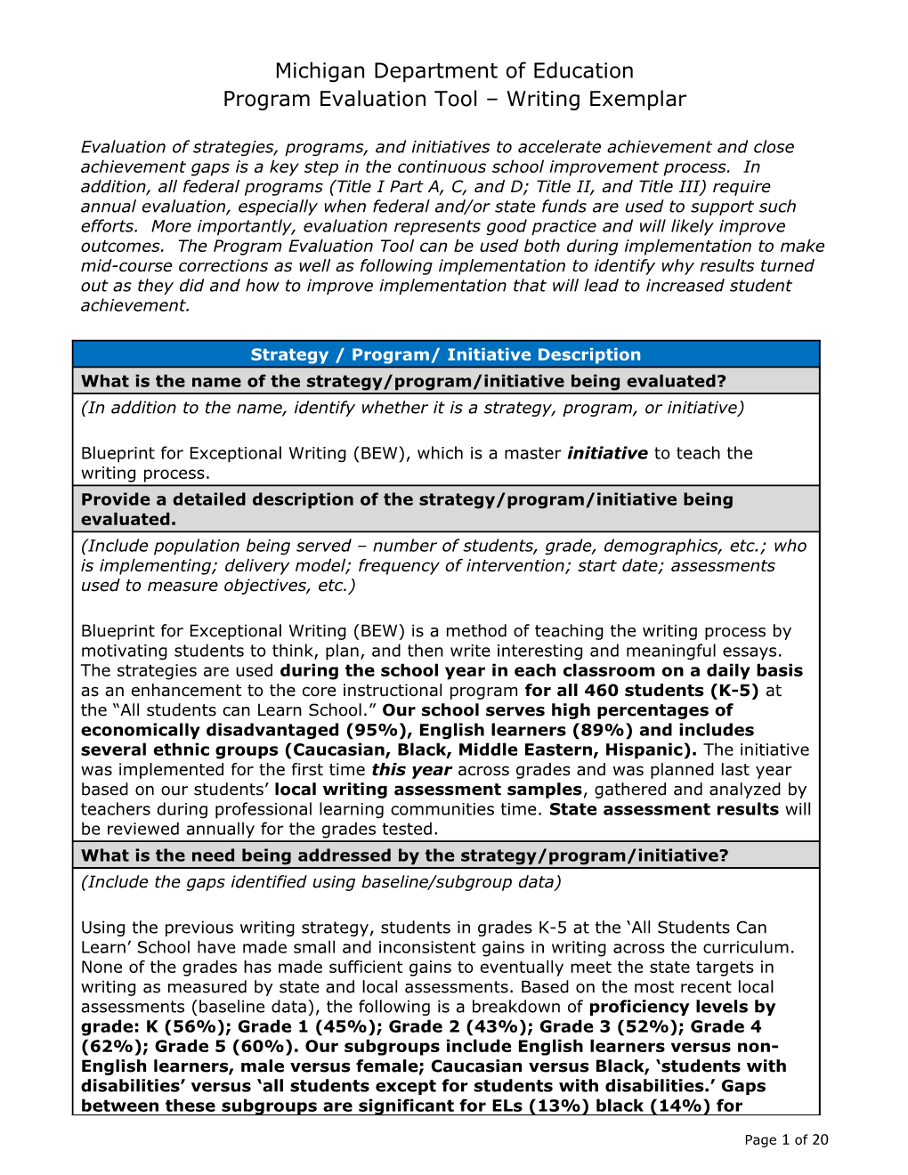 Evaluation of Strategies, Programs, and Initiatives to Accelerate Achievement and Close