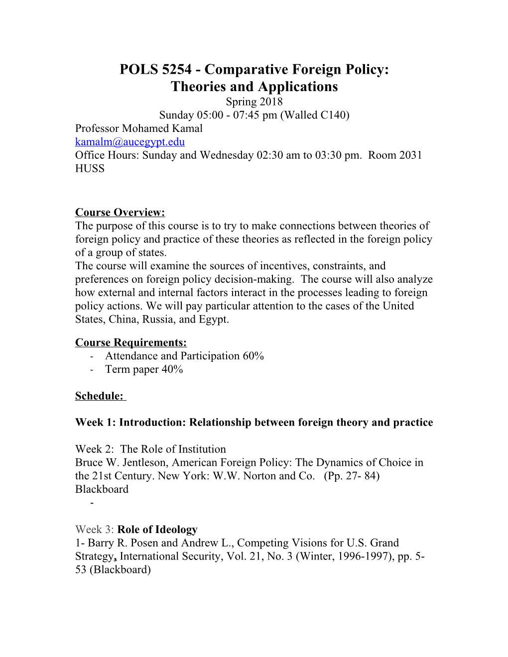 POLS 5254 - Comparative Foreign Policy