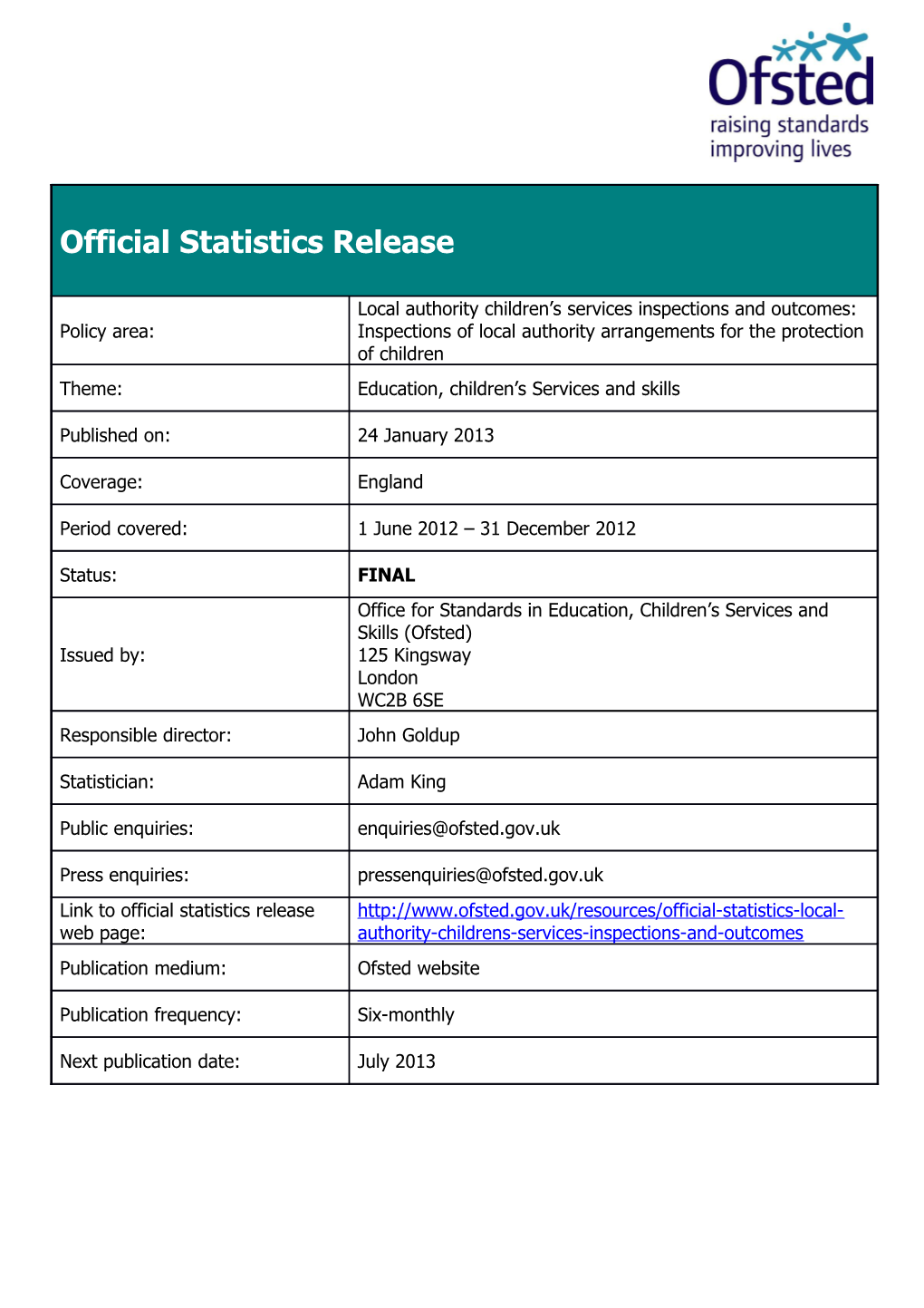 Statistical First Release Template (Word)